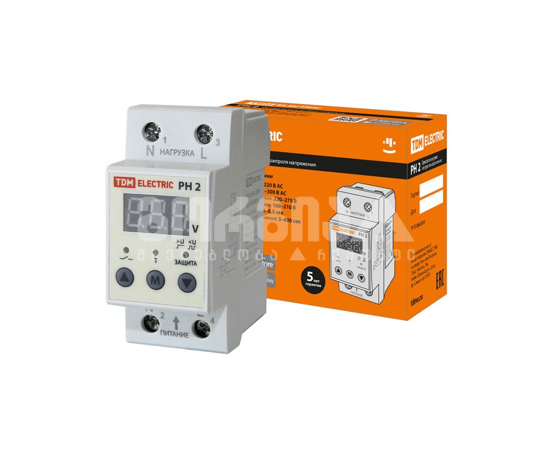 რელე ძაბვის 1ფაზიანი. PN2 63А-220ვ (ლედ -ეკრ)SQ1504-0016 TDM — სამაგრები და აქსესუარები